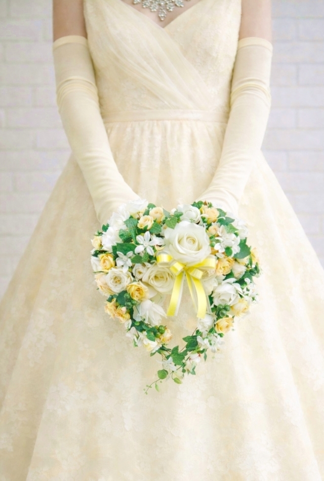 パステルミックスカラー＆パールのハートのバッグブーケ