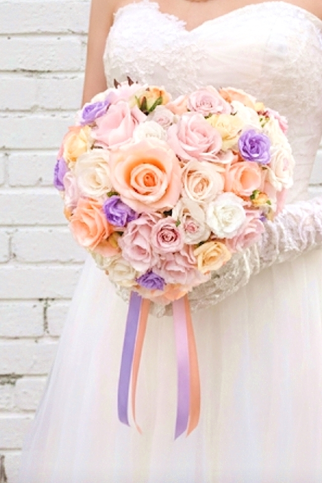 大人パステルのハートのブーケ