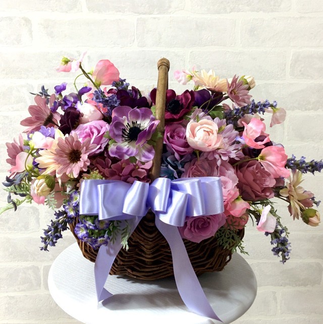 【Flower Arrangement】フラワーバッグ　モーブ系　パープル