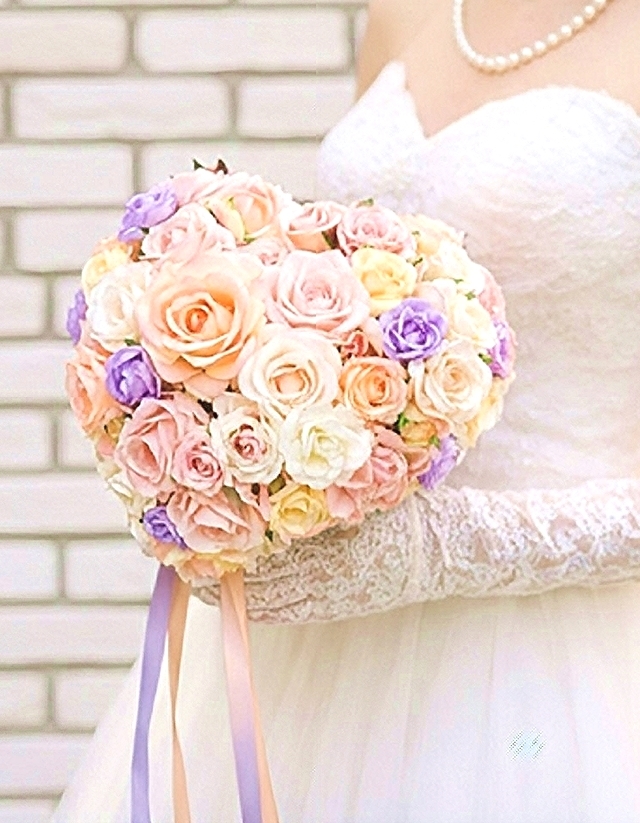 大人パステルのハートのブーケ