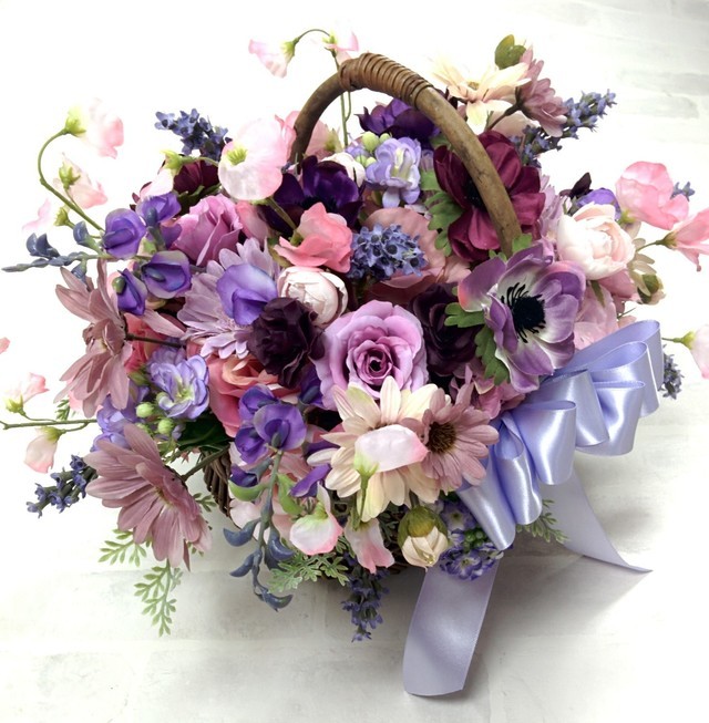 【Flower Arrangement】フラワーバッグ　モーブ系　パープル