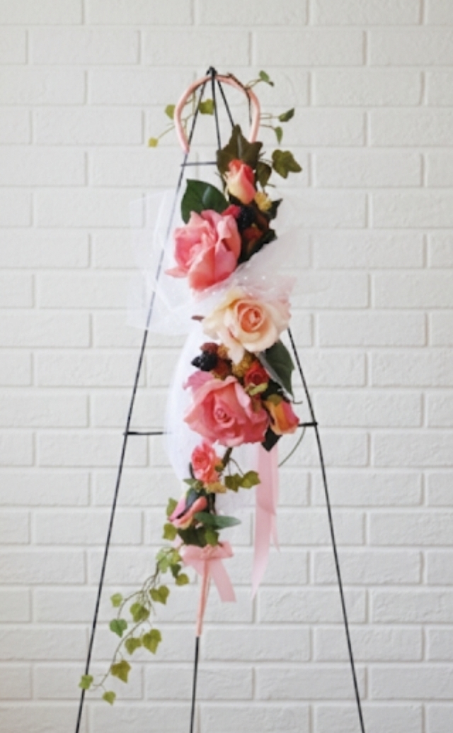 ピンクの薔薇＆木苺のパラソルブーケ