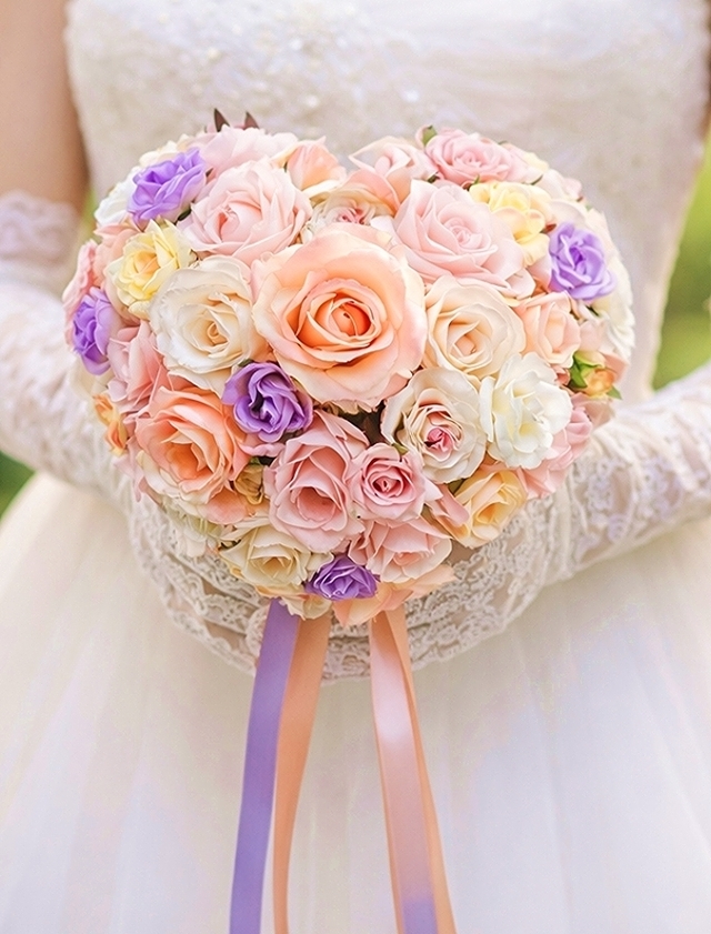 大人パステルのハートのブーケ