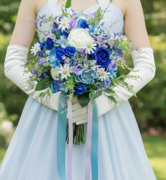 青薔薇＆小花のエレガントなクラッチブーケ