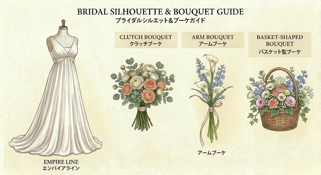 エンパイアラインドレスに合う小ぶりで軽やかなブーケ