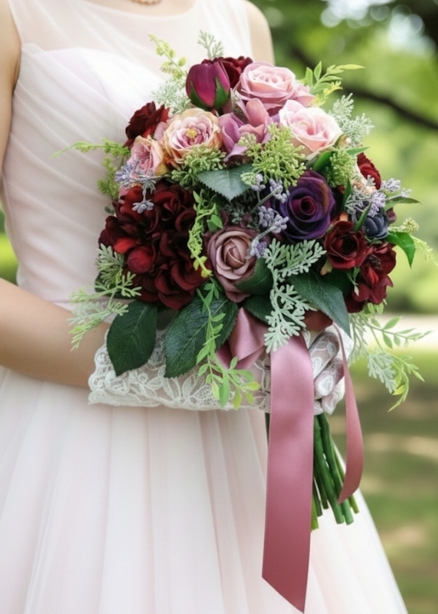 ウェディングブーケ シルクフラワーブーケ 造花ブーケ アートフラワーブーケ 結婚式ブーケ