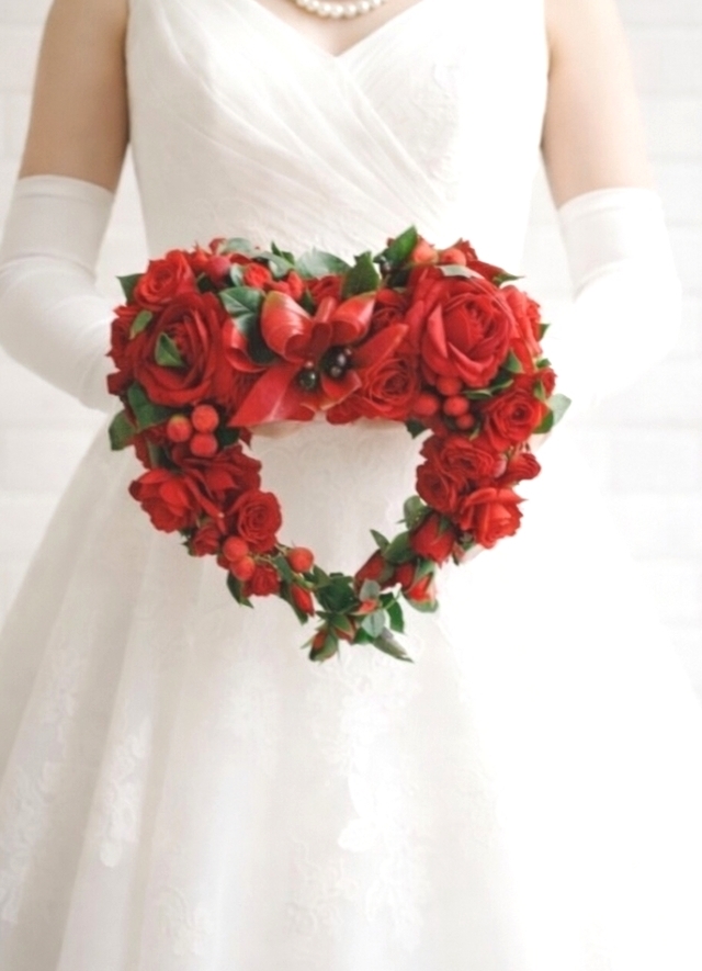 パステルミックスカラー＆パールのハートのバッグブーケ