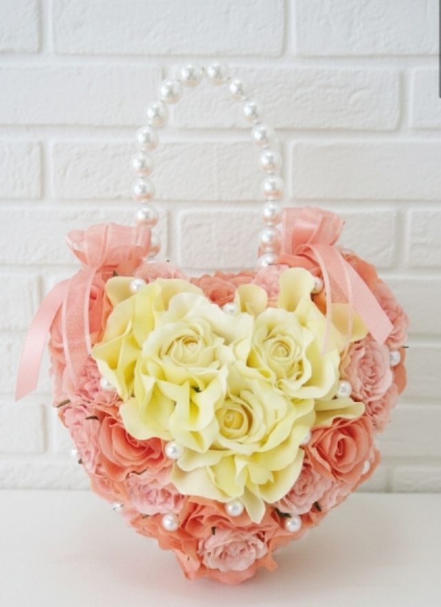 ハート＆ハンドバッグ＆バスケット＆リースブーケ｜造花ウエディングブーケ｜アーティフィシャルフラワー