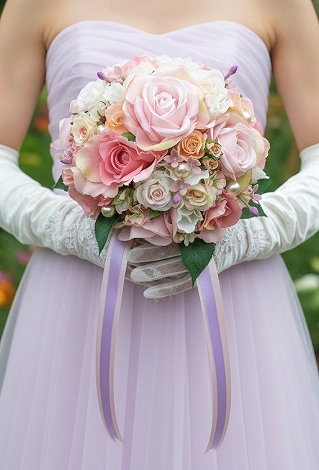 ラウンドブーケ｜造花ウエディングブーケ｜アーティフィシャルフラワー　