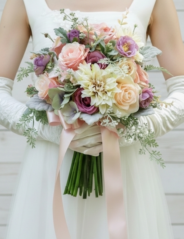 クラッチブーケ　｜造花ウエディングブーケ｜アーティフィシャルフラワー