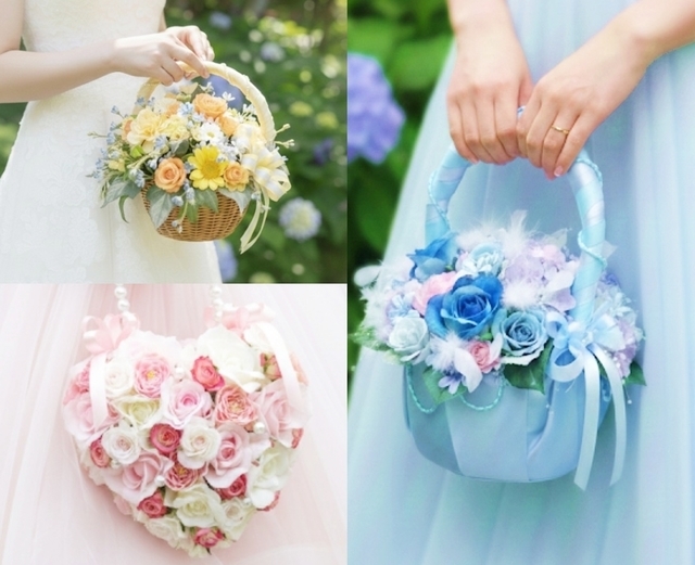 ハート＆バッグ＆リースブーケ｜造花ウエディングブーケ｜アーティフィシャルフラワー　）