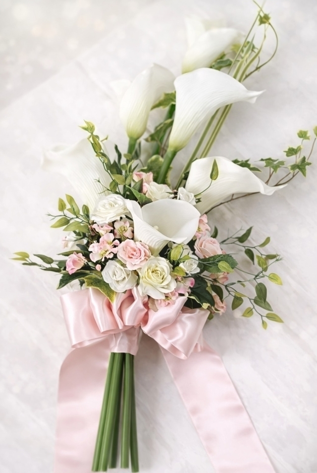 アームブーケ カラー 薔薇 白系｜造花　ウェディングブーケ（アーティフィシャルフラワー）