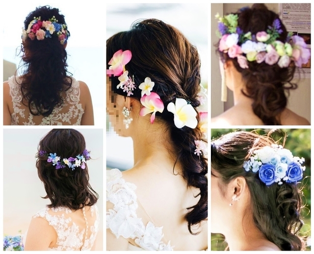 ご注文のウエディングブーケに合わせた髪飾りのプレゼント｜造花ウエディングブーケ｜アーティフィシャルフラワー