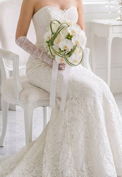 ラウンドブーケ　胡蝶蘭　白バラ｜造花ウエディングブーケ｜アーティフィシャルフラワー　